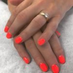 Neon coral nails