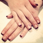 Aubergine french tip nails